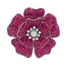 12ctw Invisibly Set Ruby Flower Pendant Necklace
