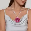 12ctw Invisibly Set Ruby Flower Pendant Necklace