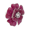 12ctw Invisibly Set Ruby Flower Pendant Necklace
