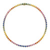 35ctw Bezel-set Heart Cut Multicolor Sapphire Rainbow Necklace
