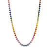 35ctw Bezel-set Heart Cut Multicolor Sapphire Rainbow Necklace