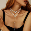 16ctw Pear and Round Cut Layered Necklace Set