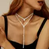 16ctw Pear and Round Cut Layered Necklace Set
