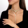 16ctw Pear and Round Cut Layered Necklace Set