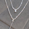 16ctw Pear and Round Cut Layered Necklace Set