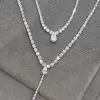 16ctw Pear and Round Cut Layered Necklace Set