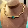 5ct Oval Cut Emerald Wavy Torque Necklace