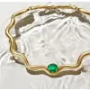 5ct Oval Cut Emerald Wavy Torque Necklace