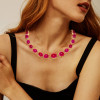 108ctw Oval-Shaped Cabochon Ruby Rose Gold Tone Statement Necklace