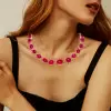 108ctw Oval-Shaped Cabochon Ruby Rose Gold Tone Statement Necklace