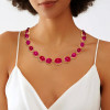 108ctw Oval-Shaped Cabochon Ruby Rose Gold Tone Statement Necklace