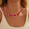 108ctw Oval-Shaped Cabochon Ruby Rose Gold Tone Statement Necklace
