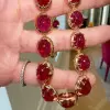 108ctw Oval-Shaped Cabochon Ruby Rose Gold Tone Statement Necklace