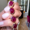 108ctw Oval-Shaped Cabochon Ruby Rose Gold Tone Statement Necklace