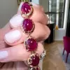 108ctw Oval-Shaped Cabochon Ruby Rose Gold Tone Statement Necklace