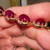 108ctw Oval-Shaped Cabochon Ruby Rose Gold Tone Statement Necklace