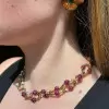 25ctw Flush Set Ruby and White Sapphire Link Necklace