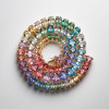 60ctw Oval Cut Multicolor Sapphire Riviera Rainbow Necklace
