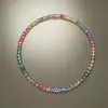 60ctw Oval Cut Multicolor Sapphire Riviera Rainbow Necklace