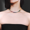 60ctw Oval Cut Multicolor Sapphire Riviera Rainbow Necklace