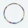 60ctw Oval Cut Multicolor Sapphire Riviera Rainbow Necklace