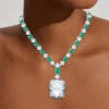 130ctw Huge Emerald Cut Emerald Chain Statement Necklace