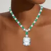 130ctw Huge Emerald Cut Emerald Chain Statement Necklace