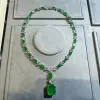 130ctw Huge Emerald Cut Emerald Chain Statement Necklace