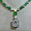 130ctw Huge Emerald Cut Emerald Chain Statement Necklace