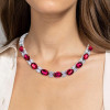 130ctw Oval Cut Ruby and White Sapphire Statement Necklace