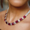 130ctw Oval Cut Ruby and White Sapphire Statement Necklace