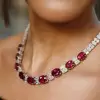 130ctw Oval Cut Ruby and White Sapphire Statement Necklace