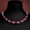 130ctw Oval Cut Ruby and White Sapphire Statement Necklace