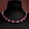 130ctw Oval Cut Ruby and White Sapphire Statement Necklace