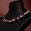 130ctw Oval Cut Ruby and White Sapphire Statement Necklace