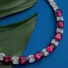 130ctw Oval Cut Ruby and White Sapphire Statement Necklace