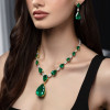 80ctw Pear Cut Emerald Classic Statement Necklace