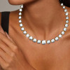 80ctw Cushion and Round Cut Victorian Style Rivière Necklace