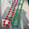 108ctw Oval-Shaped Cabochon Ruby Rose Gold Tone Statement Necklace