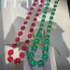 108ctw Oval-Shaped Cabochon Ruby Rose Gold Tone Statement Necklace