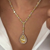 26.95ct Pear Cut Yellow Sapphire Pendant Necklace