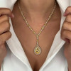 26.95ct Pear Cut Yellow Sapphire Pendant Necklace