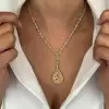 26.95ct Pear Cut Yellow Sapphire Pendant Necklace