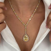 26.95ct Pear Cut Yellow Sapphire Pendant Necklace