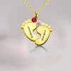 Personalized Baby Feet Necklace with Birthstones