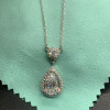3ct Pear Cut White Sapphire Halo Pendant Necklace