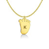 Engraved Baby Feet Necklace 14k Gold Plated Silver