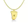 Engraved Baby Feet Necklace 14k Gold Plated Silver