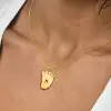 Engraved Baby Feet Necklace 14k Gold Plated Silver