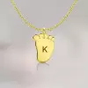 Engraved Baby Feet Necklace 14k Gold Plated Silver